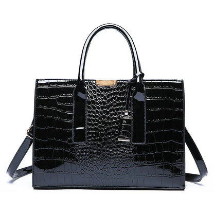 New York – Borsa a Mano in Pelle con Stampa Coccodrillo