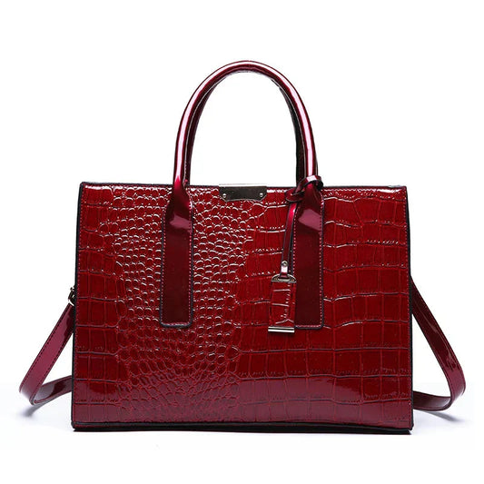New York – Borsa a Mano in Pelle con Stampa Coccodrillo