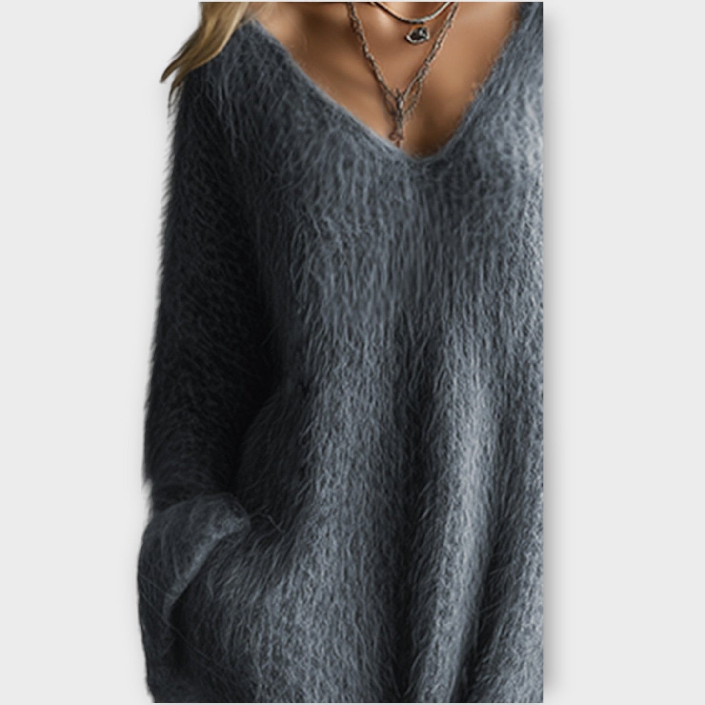 Abito Pullover V-Neck Fuzzy Luxe