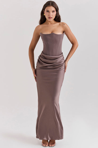 Paloma - Abito maxi elegante di Raso Senza maniche