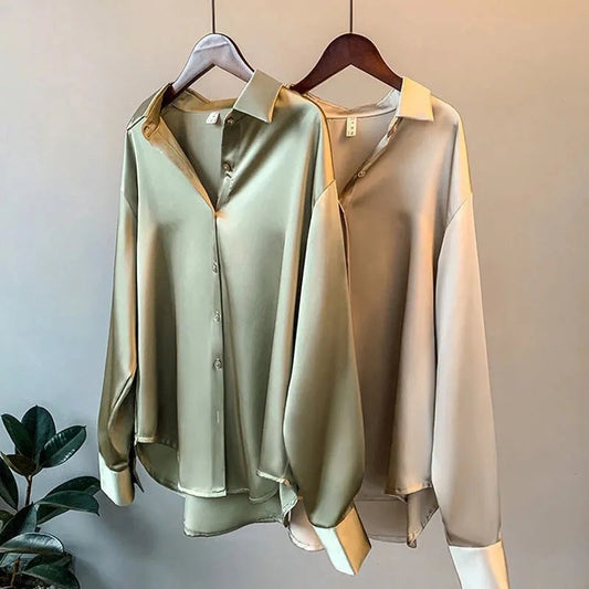 Olivia - Blusa di Satin Largo con Maniche