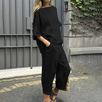 EMMA – SET DUE PEZZI DI COTONE-LINO CASUAL