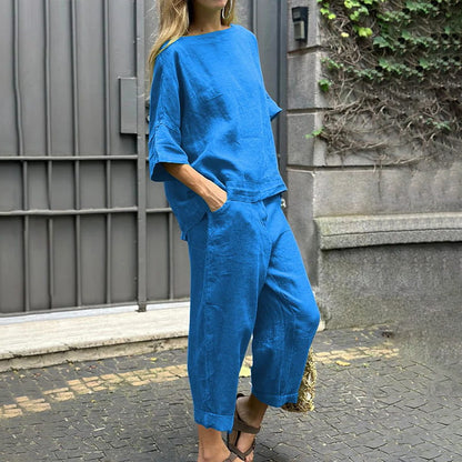 EMMA – SET DUE PEZZI DI COTONE-LINO CASUAL