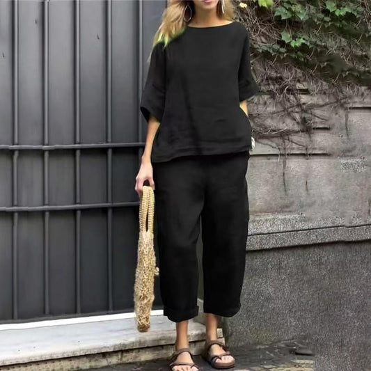 EMMA – SET COMPLETO IN COTONE-LINO CASUAL