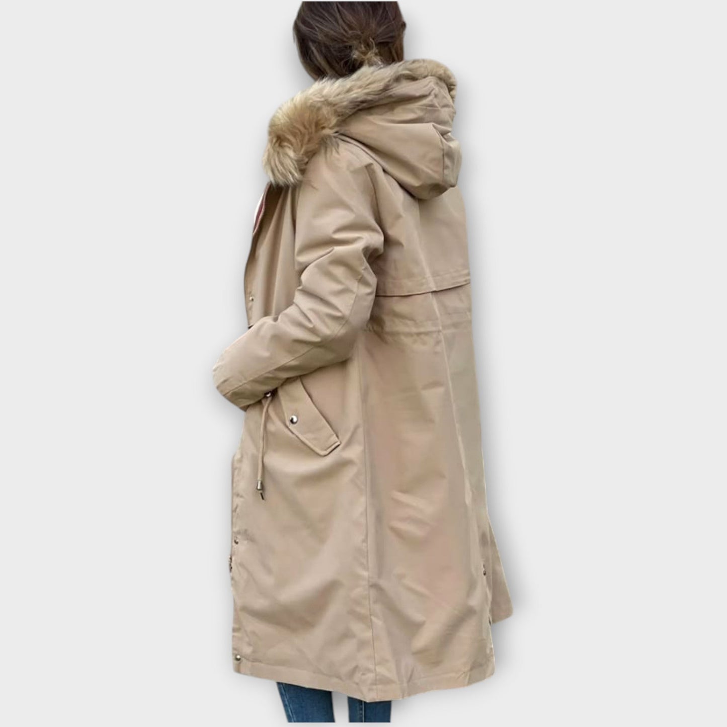 Parka invernale lungo in pelliccia sintetica