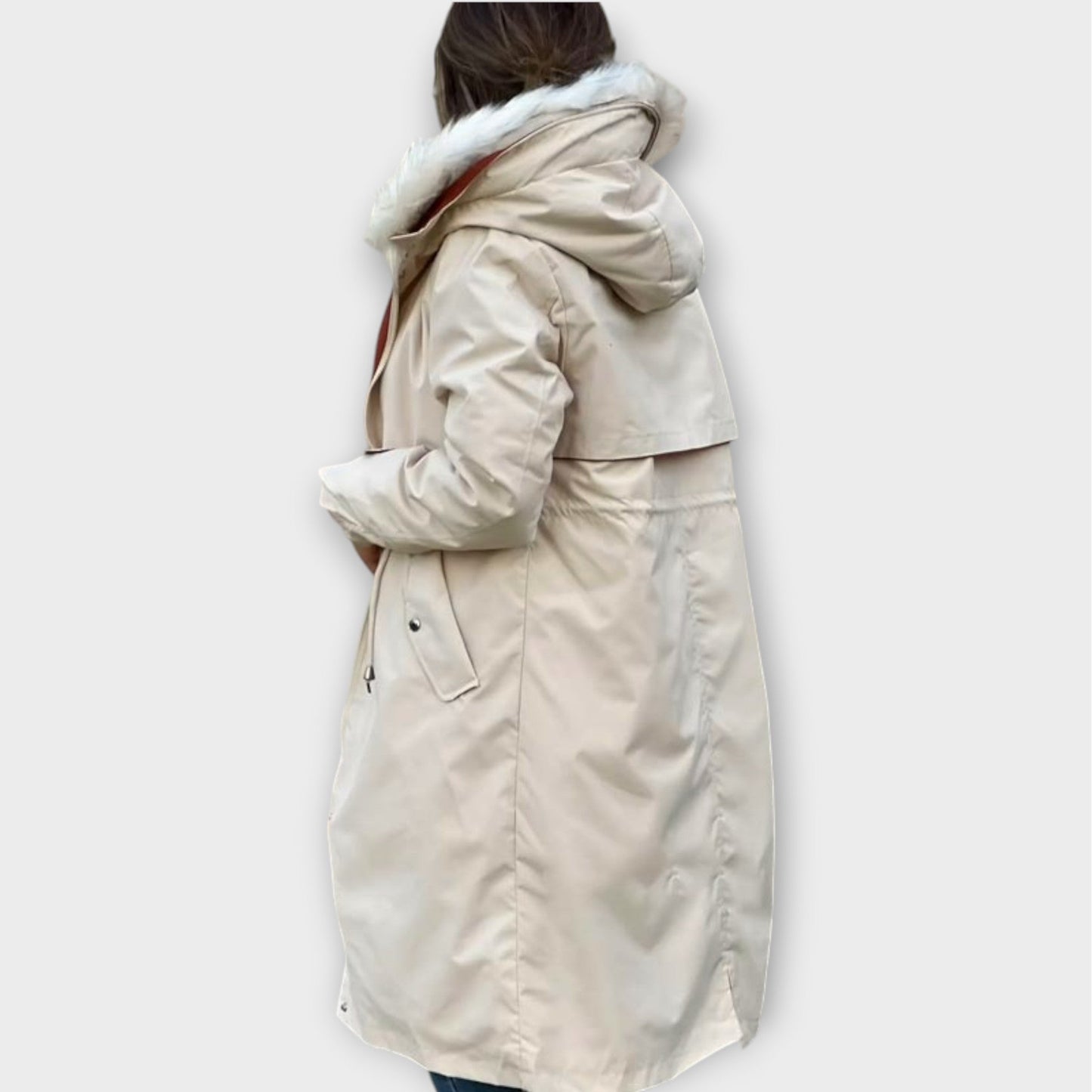 Parka invernale lungo in pelliccia sintetica