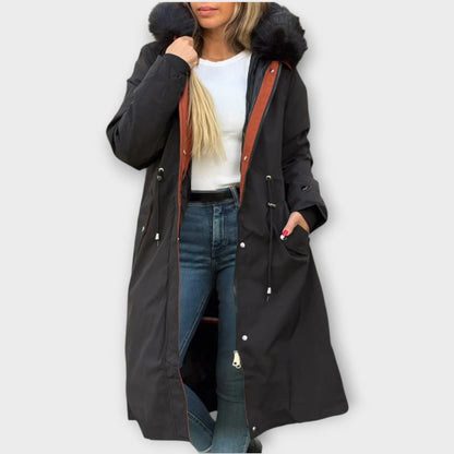 Parka invernale lungo in pelliccia sintetica