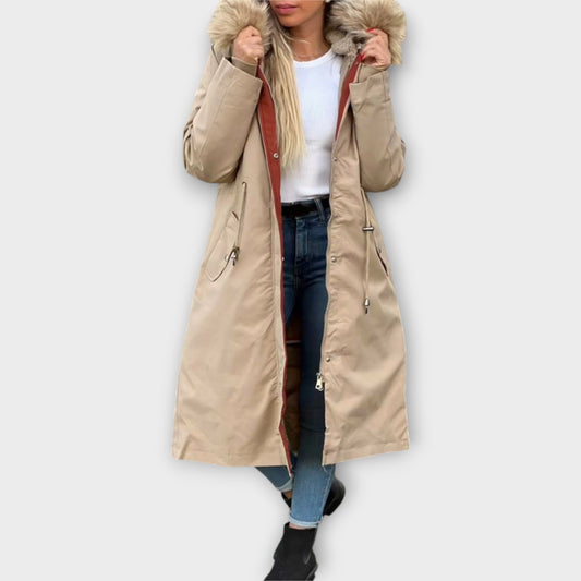 Parka invernale lungo in pelliccia sintetica