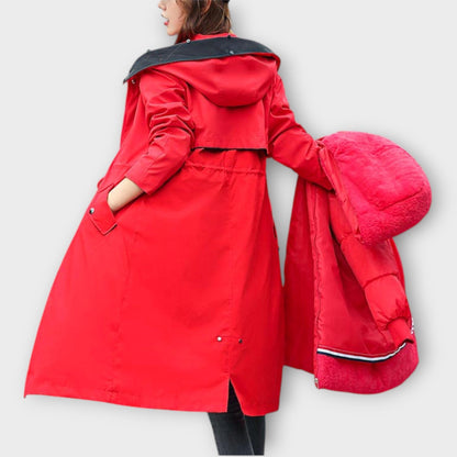 Parka invernale lungo in pelliccia sintetica