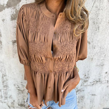 Megan - Blusa di Bottoni con Maniche a palloncino