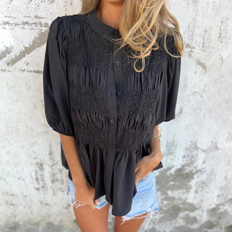 Megan - Blusa con Maniche di Globo e Bottoni