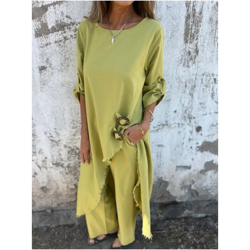 Everly – Set Elegante in cotone e lino di Due pezzi