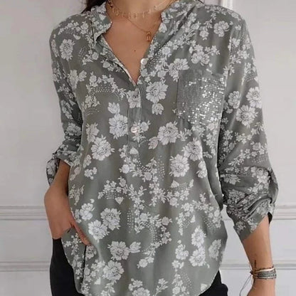 BLUSA FLOREALE FRIEDLINDE I A MANICHE LUNGHE