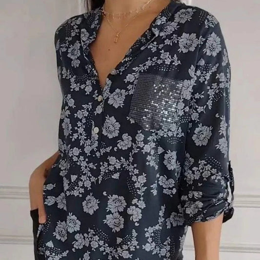 FRIEDLINDE I BLUSA FLOREADA A MANICHE LUNGHE