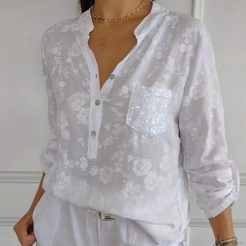 FRIEDLINDE I BLUSA FLOREADA A MANICHE LUNGHE