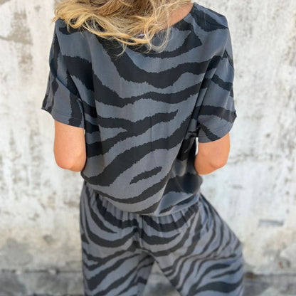 Evelina | Top e Pantaloni con Stampa di Cebra in V