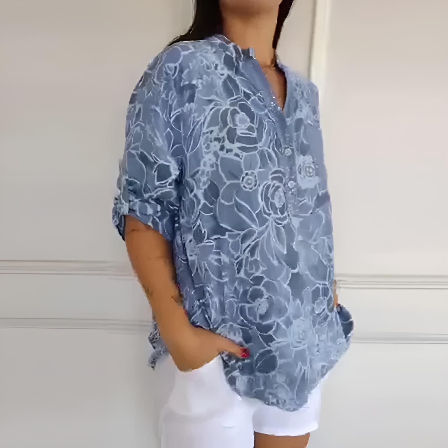 ISA I BLUSA FLOREALE CON scollo a V