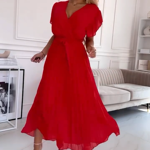 AMANDA - ABITO MAXI PLEAT ELEGANTE CON SCOLLO A V