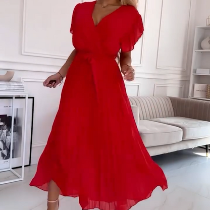 AMANDA - ABITO MAXI PLEAT ELEGANTE CON SCOLLO A V