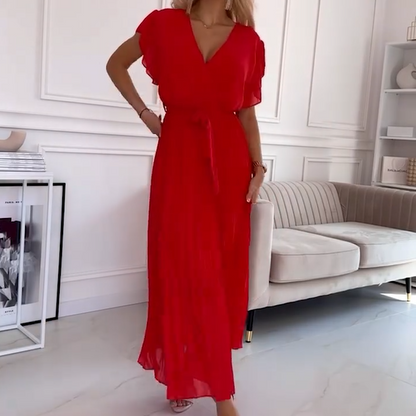 AMANDA - ABITO MAXI PLEAT ELEGANTE CON SCOLLO A V