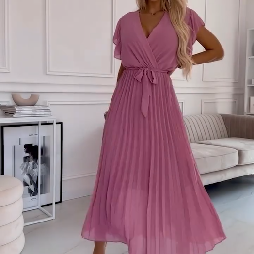 AMANDA - ABITO MAXI PLEAT ELEGANTE CON SCOLLO A V