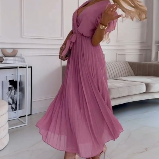 AMANDA - ABITO MAXI PLEAT ELEGANTE CON SCOLLO A V