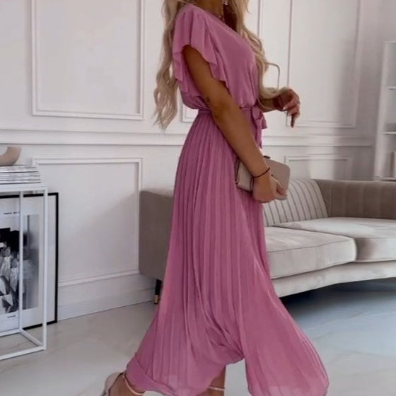 AMANDA - ABITO MAXI PLEAT ELEGANTE CON SCOLLO A V