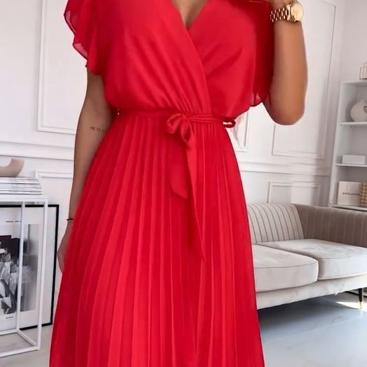 AMANDA - ABITO MAXI PLEAT ELEGANTE CON SCOLLO A V