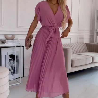 AMANDA - ABITO MAXI PLEAT ELEGANTE CON SCOLLO A V