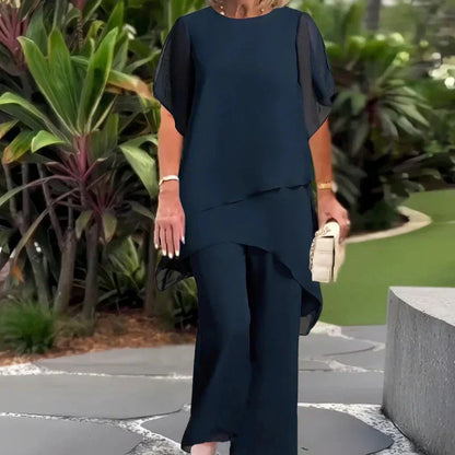 Set con pantaloni palazzo drapeados