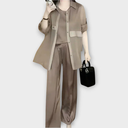 Set Elegante di Tre Pezzi con Vestibilità rilassata