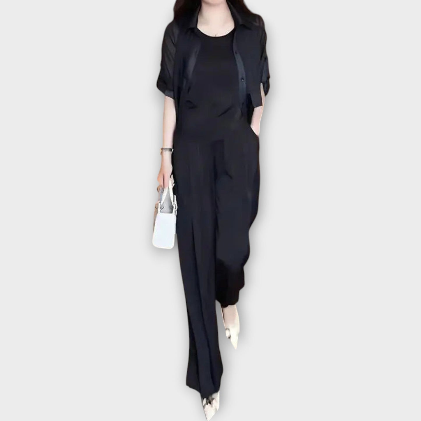 Set Elegante di Tre Pezzi con Vestibilità rilassata