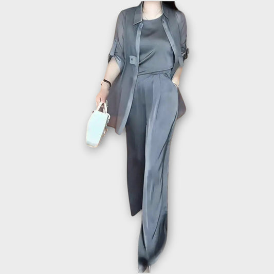 Set Elegante di Tre Pezzi con Vestibilità rilassata
