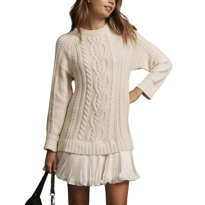 Il Abito A-Line di Maglia Cableado - Il Abito di Maglione Valorizzante