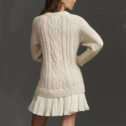 Il Abito A-Line di Maglia Cableado - Il Abito di Maglione Valorizzante