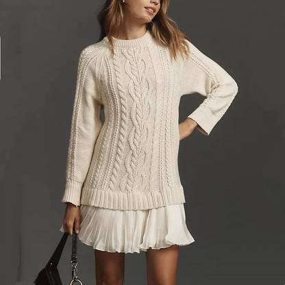 Il Abito A-Line di Maglia Cableado - Il Abito di Maglione Valorizzante