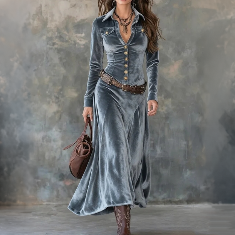Dulce | Abito Maxi vintage di velluto fluido