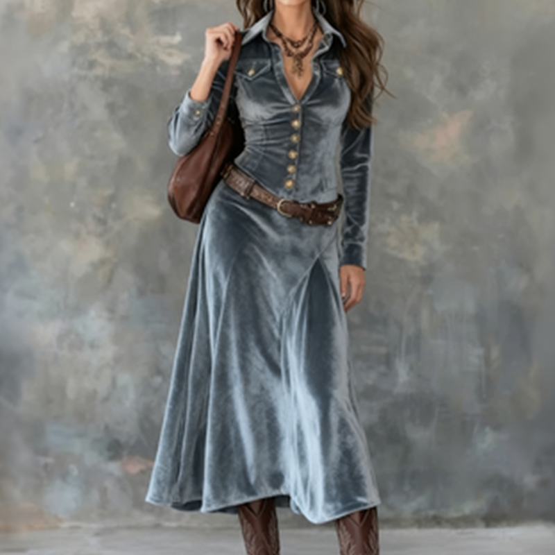 Dolce | Abito maxi vintage di terciopelo fluido