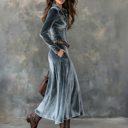 Dolce | Abito maxi vintage di terciopelo fluido
