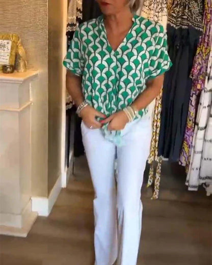 Audrey | Top Casual con Stampa e scollo a V
