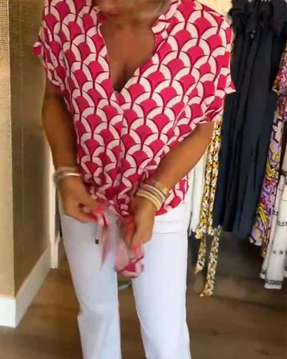Audrey | Top Casual con Stampa e scollo a V