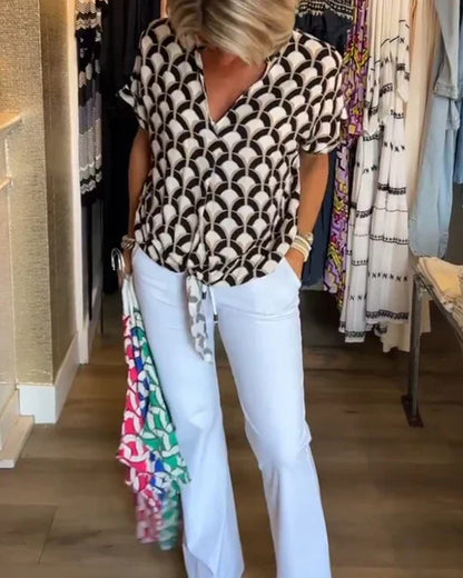 Audrey | Top Casual con Stampa e scollo a V