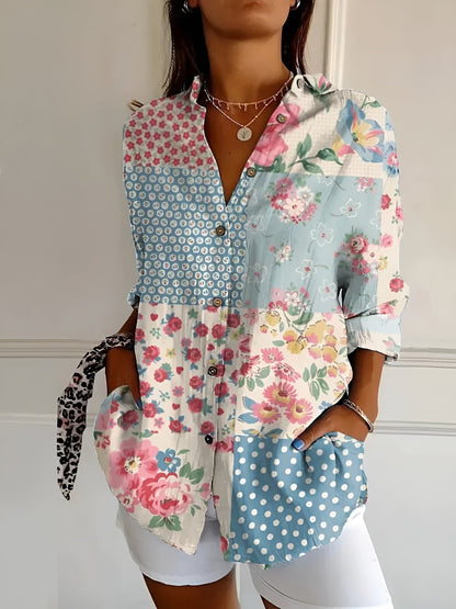 BLUSA FLOREALE DESIREE CON TAPETA DI BOTTONI