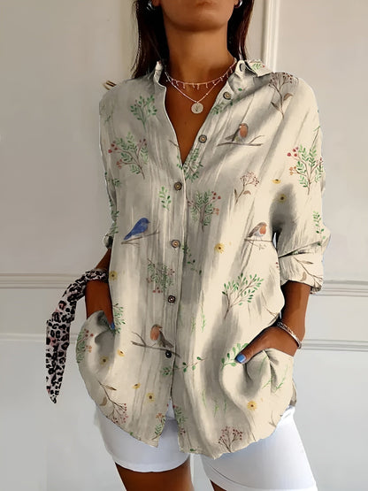 BLUSA FLOREALE DESIREE CON TAPETA DI BOTTONI