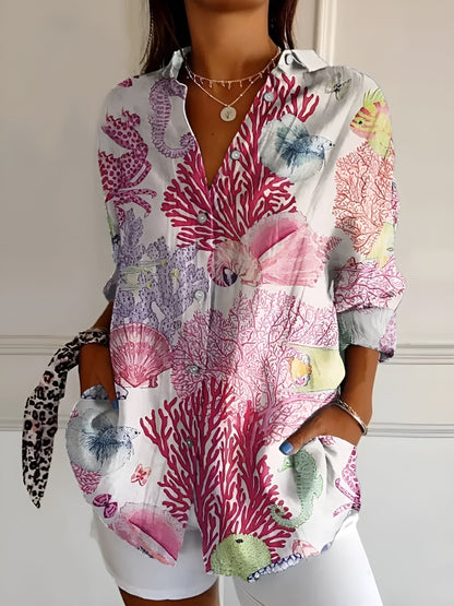 BLUSA FLOREALE DESIREE CON TAPETA DI BOTTONI
