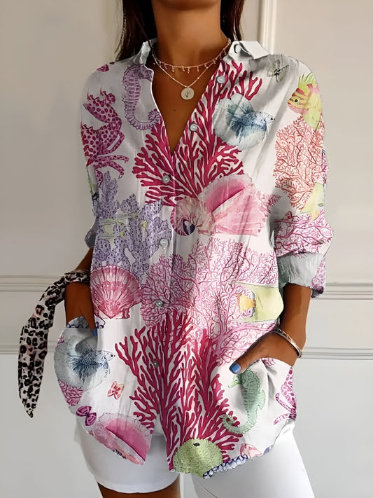 BLUSA FLOREALE DESIREE CON TAPETA DI BOTTONI