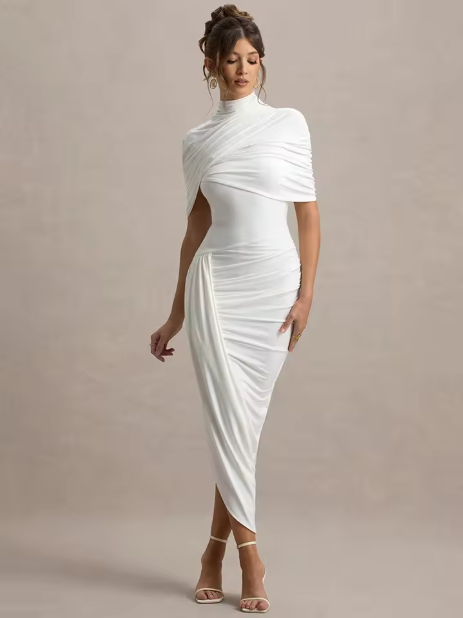 Taylor - Abito maxi Asimmetrico con Mantella Torcida