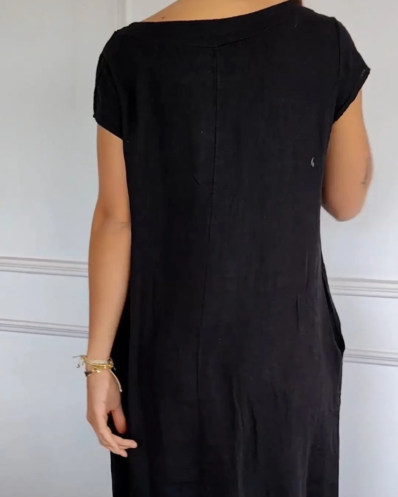 Juniper - Abito in cotone Lino a la Moda con tasche