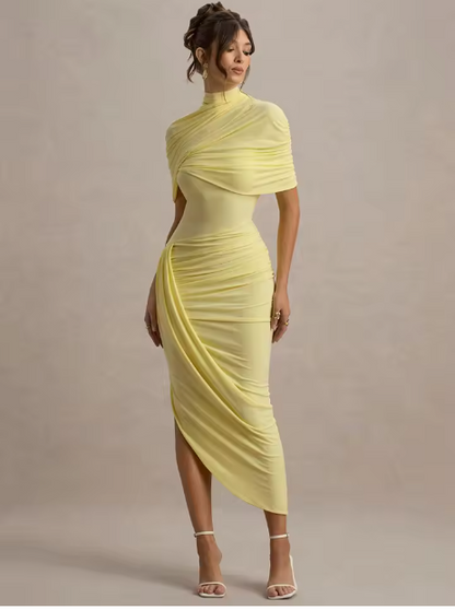 Taylor - Abito maxi Asimmetrico con Mantella Torcida