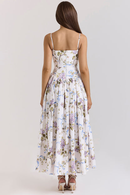 Kessara - Elegante Abito maxi Floreale di Spalline di Estate